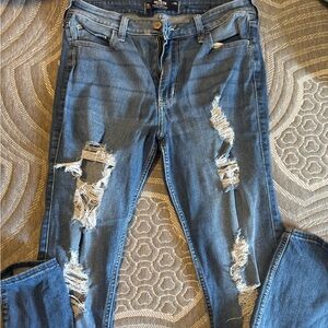 Distressed Blue Jeans